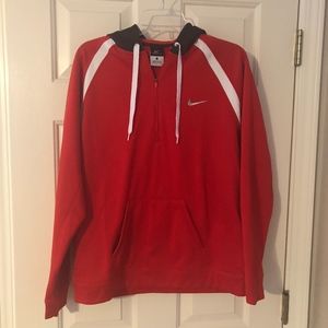 Nike Red 1/4 Zip Sweatshirt, Size Large